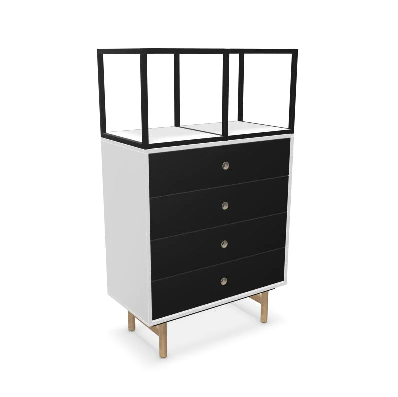 Bridge Schubladenschrank mit 4 Schubladen inkl. Regaltop - BIS-BRH0808DRWISF