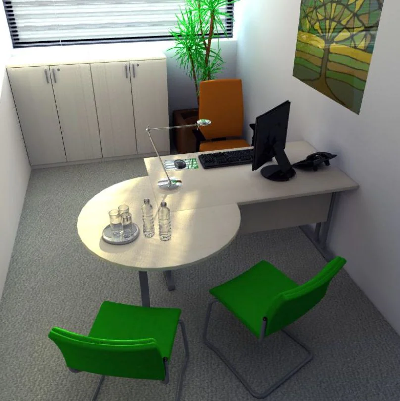Schreibtisch E10 mit Stahltraverse C-Fuß mit Beinraumblende von Nowy Styl - Produktbild 5 von 5