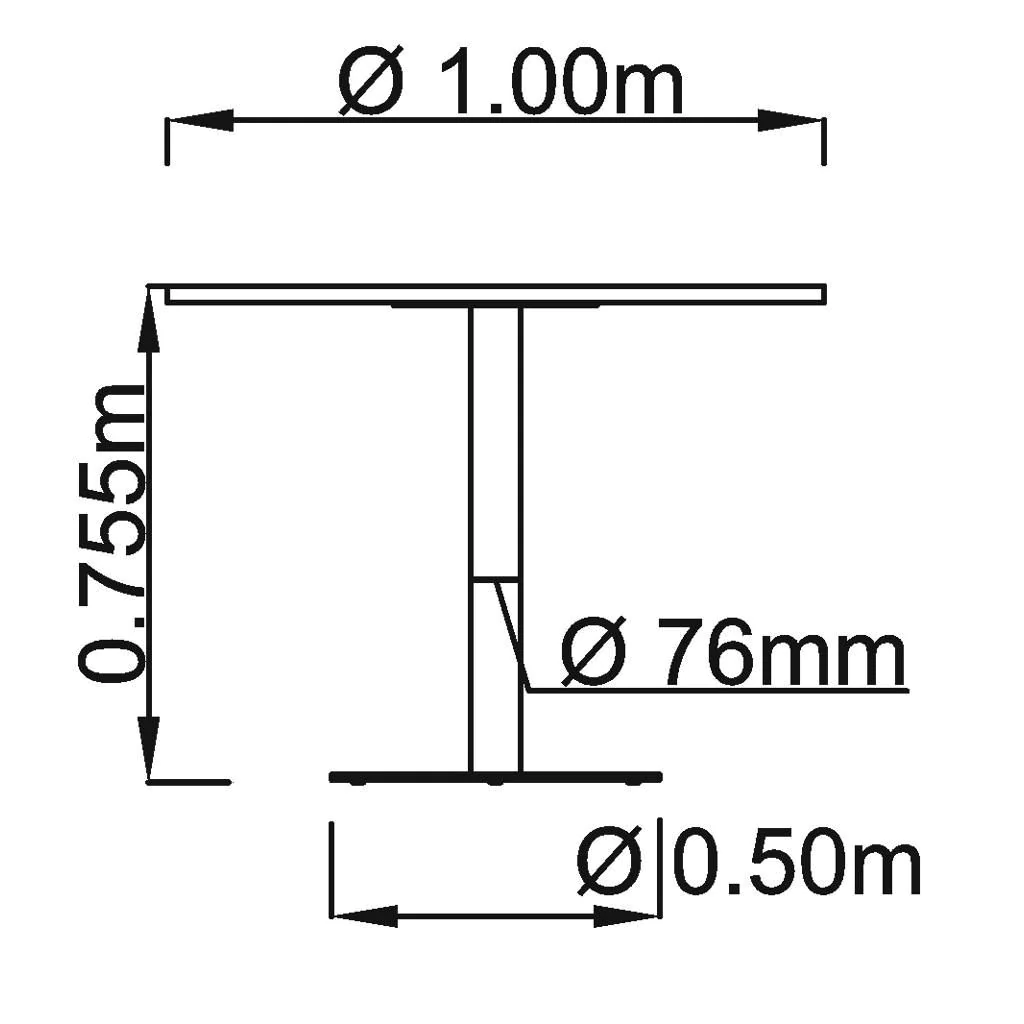 Säulentisch Rund Ø 100 cm - Chrom von Hammerbacher - Produktbild 8 von 9