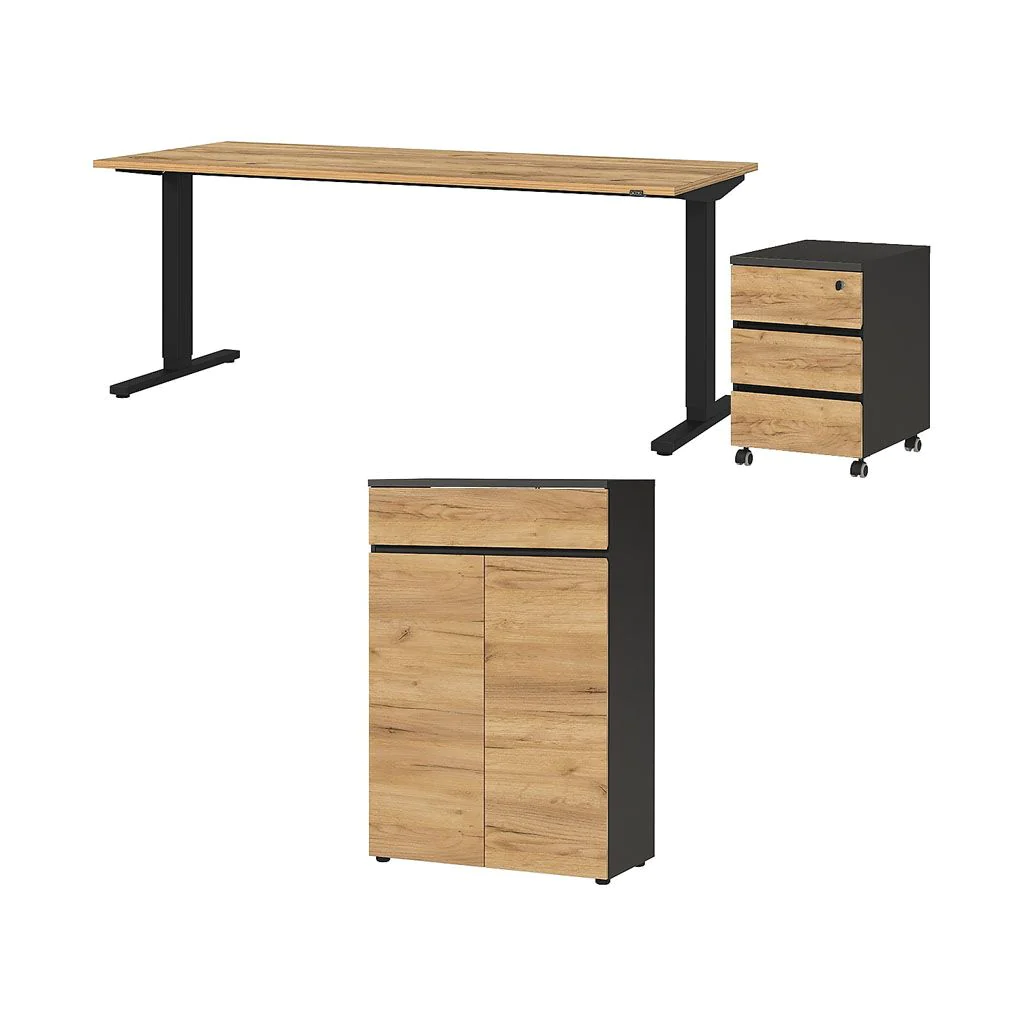 Büro-Set Lissabon 11 - Graphit/Navarra-Eiche von BME home - Produktbild 1 von 6