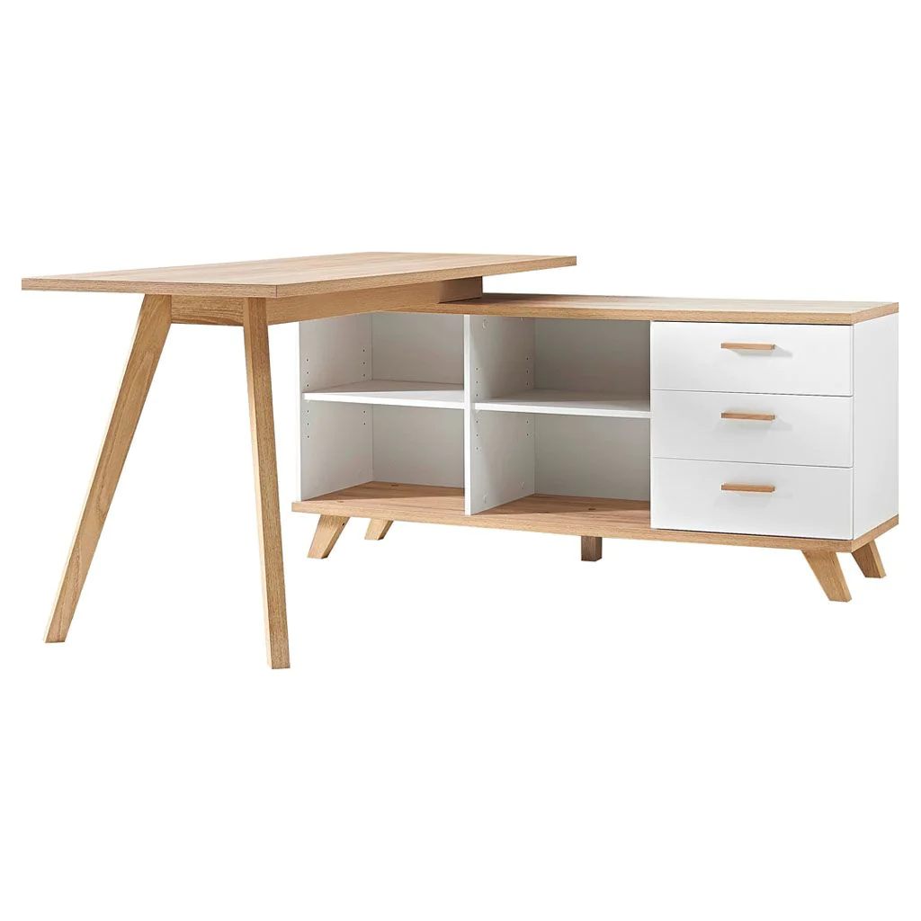 Schreibtisch 4058 Oslo - Weiß/Sanremo-Eiche von BME home - Produktbild 1 von 5