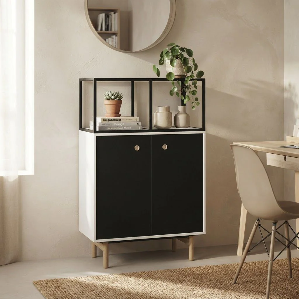 Bridge Flügeltürenschrank inkl. Regaltop 134,4 cm hoch - BIS-BRH0808CRWISF