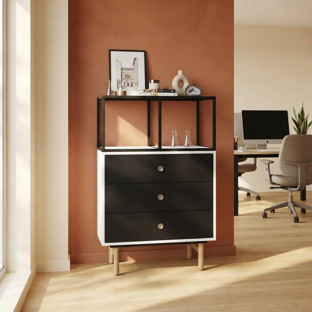Bridge Schubladenschrank mit 3 Schubladen inkl. Regaltop von Bisley - Produktbild 1 von 4
