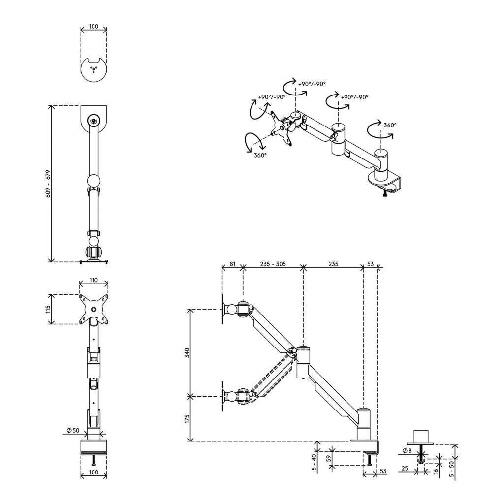 Viewmate plus Monitorarm - Schreibtisch 832 von Dataflex - Produktbild 6 von 6