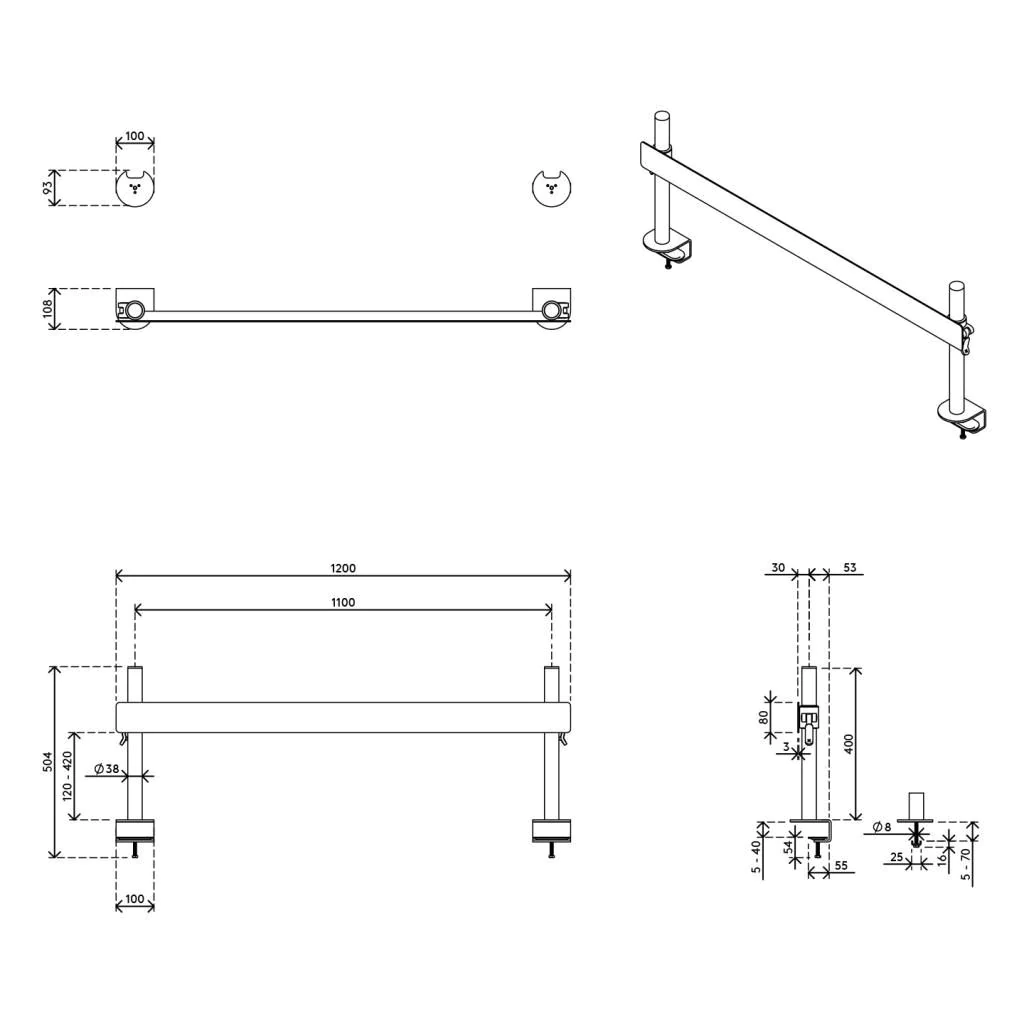 Viewmate Schienensystem - Schreibtisch 112 von Dataflex - Produktbild 5 von 5