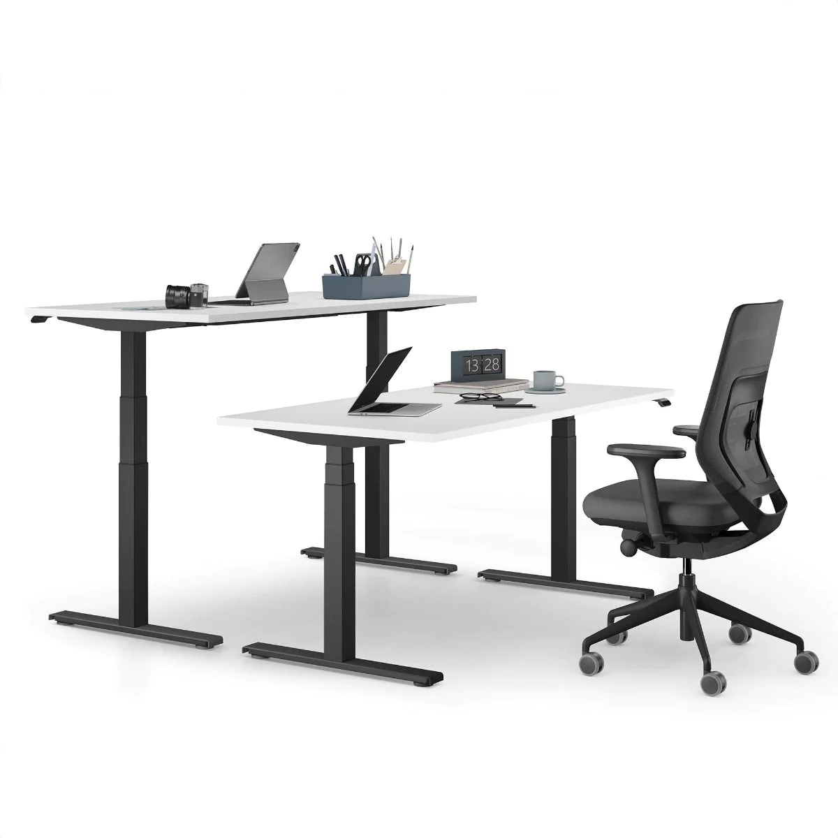 fouraction Schreibtisch, 80-220 cm, elektrisch höhenverstellbar, 2 Motoren von fm Büromöbel - Produktbild 4 von 6