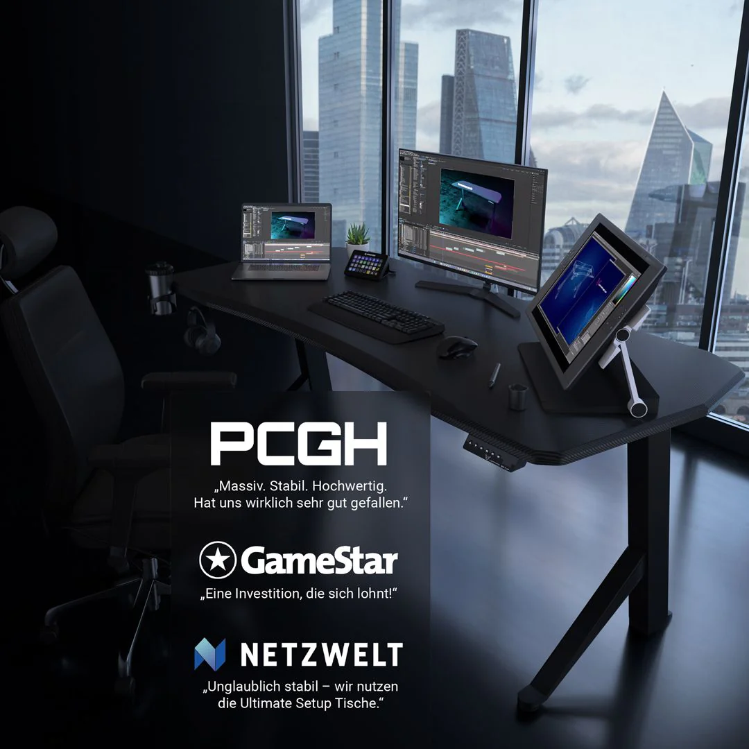 Höhenverstellbarer Gaming Schreibtisch von Ultimate Setup - Produktbild 4 von 16