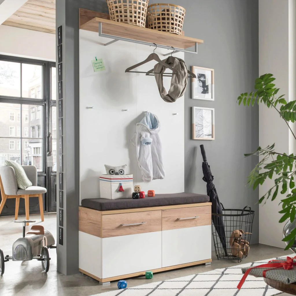 Garderobenschrank 3772 Topix - Weiß/Navarra-Eiche von BME home - Produktbild 3 von 4