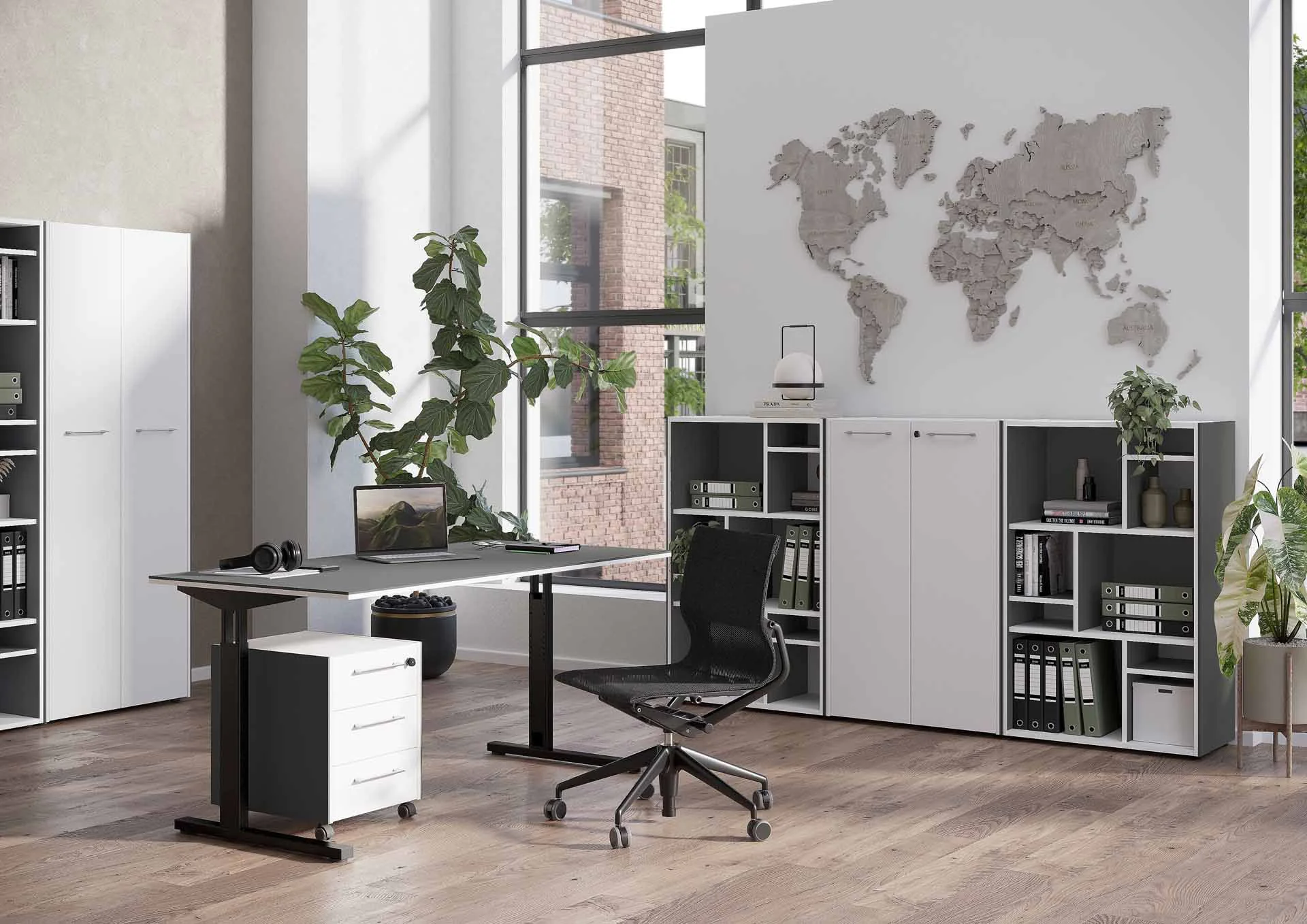 Büro-Set Pasadena 1 - Graphit/Weiß von BME home - Produktbild 3 von 7
