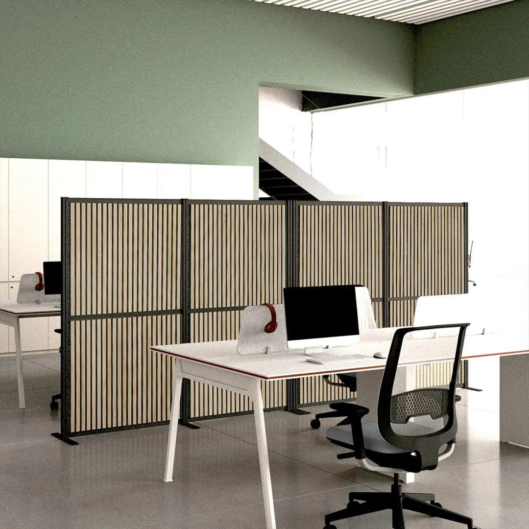 Akustik Trennwand Stellwand FLEXMIUT MODUL 167x192 PET braun schwarz von HJH - Produktbild 4 von 5