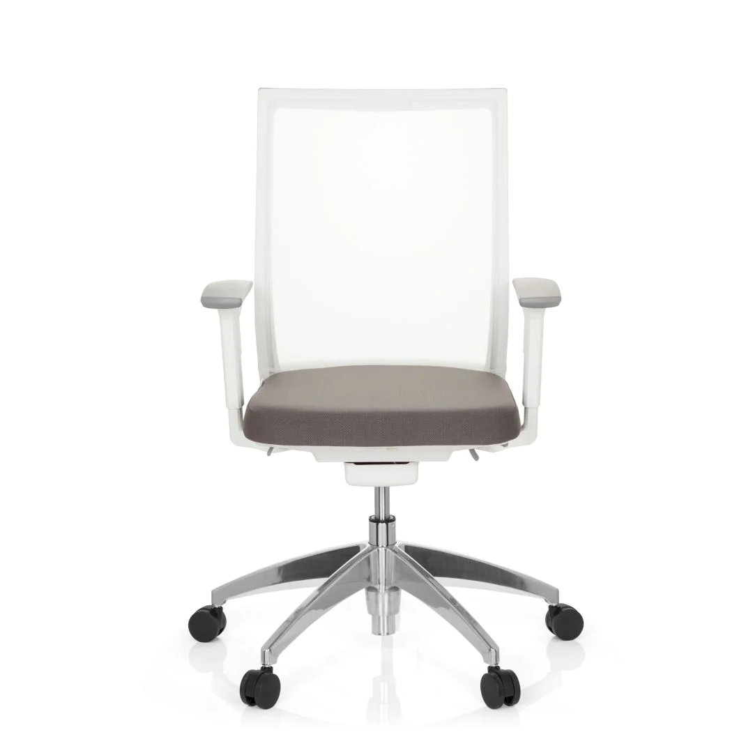 Bürostuhl Drehstuhl ASPEN WHITE Netzstoff transparent Sitz Stoff grau - HJH-657630