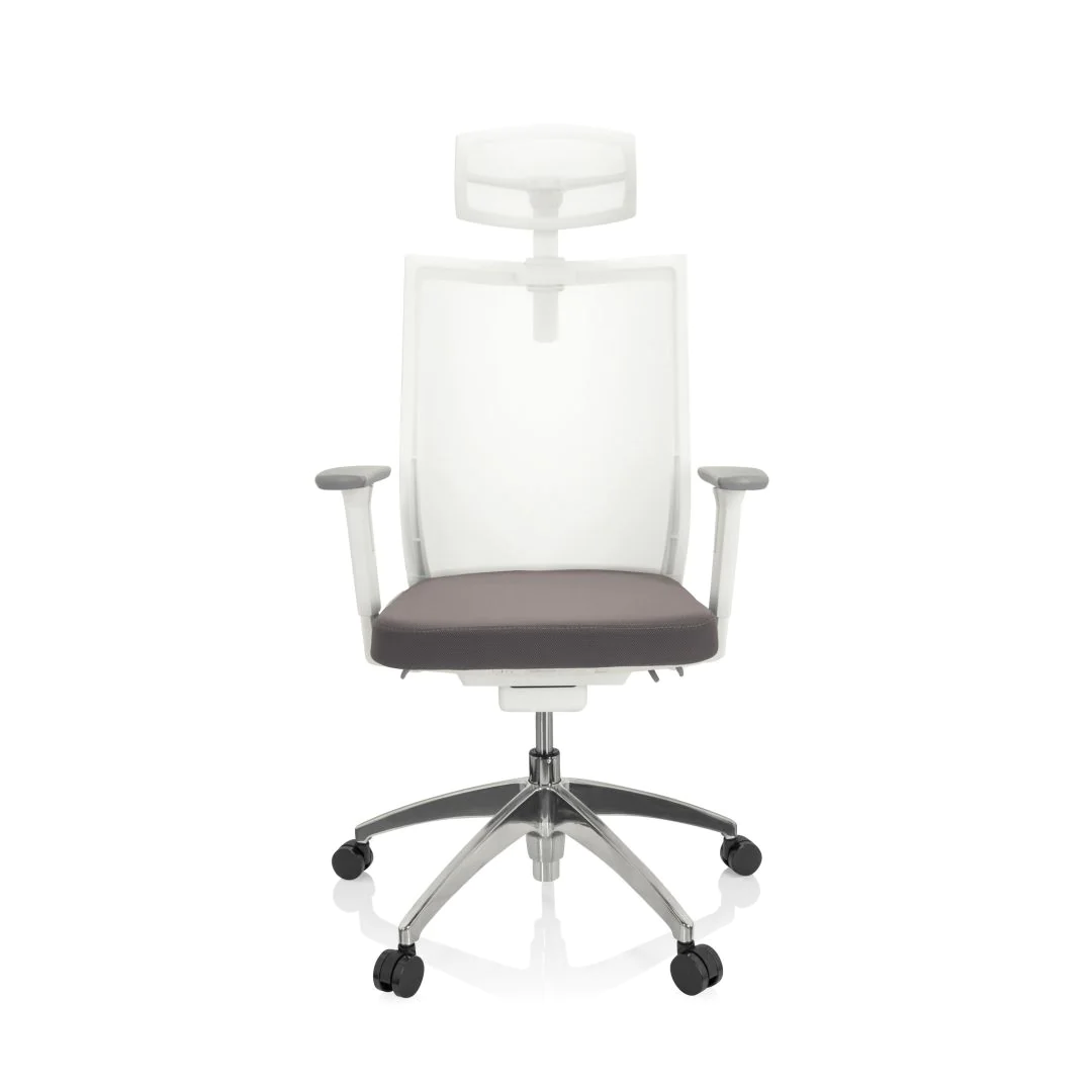 Bürostuhl Drehstuhl ASPEN WHITE PRO Netzstoff transparent Sitz Stoff grau - HJH-657632