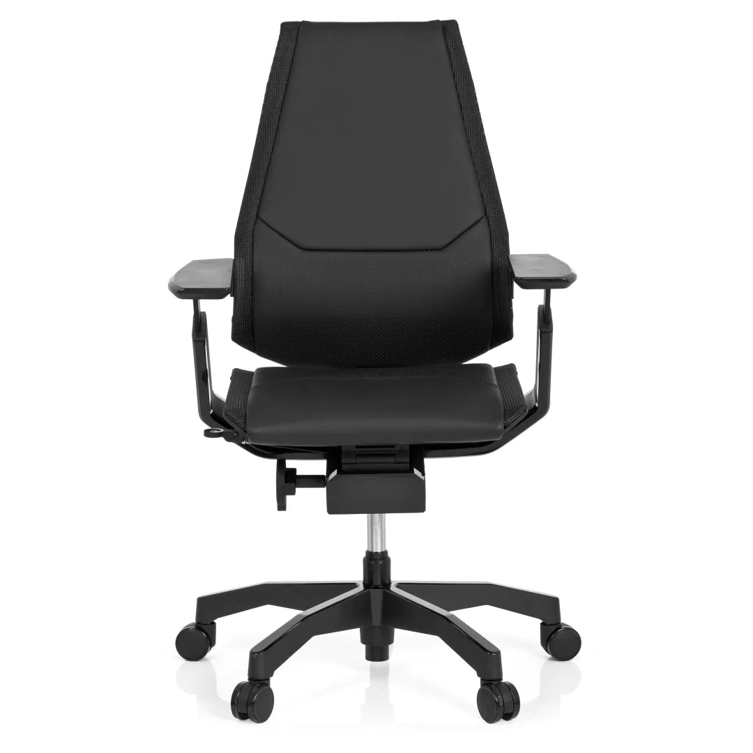 Bürostuhl Drehstuhl GENIDIA BLACK Leder schwarz - HJH-652851
