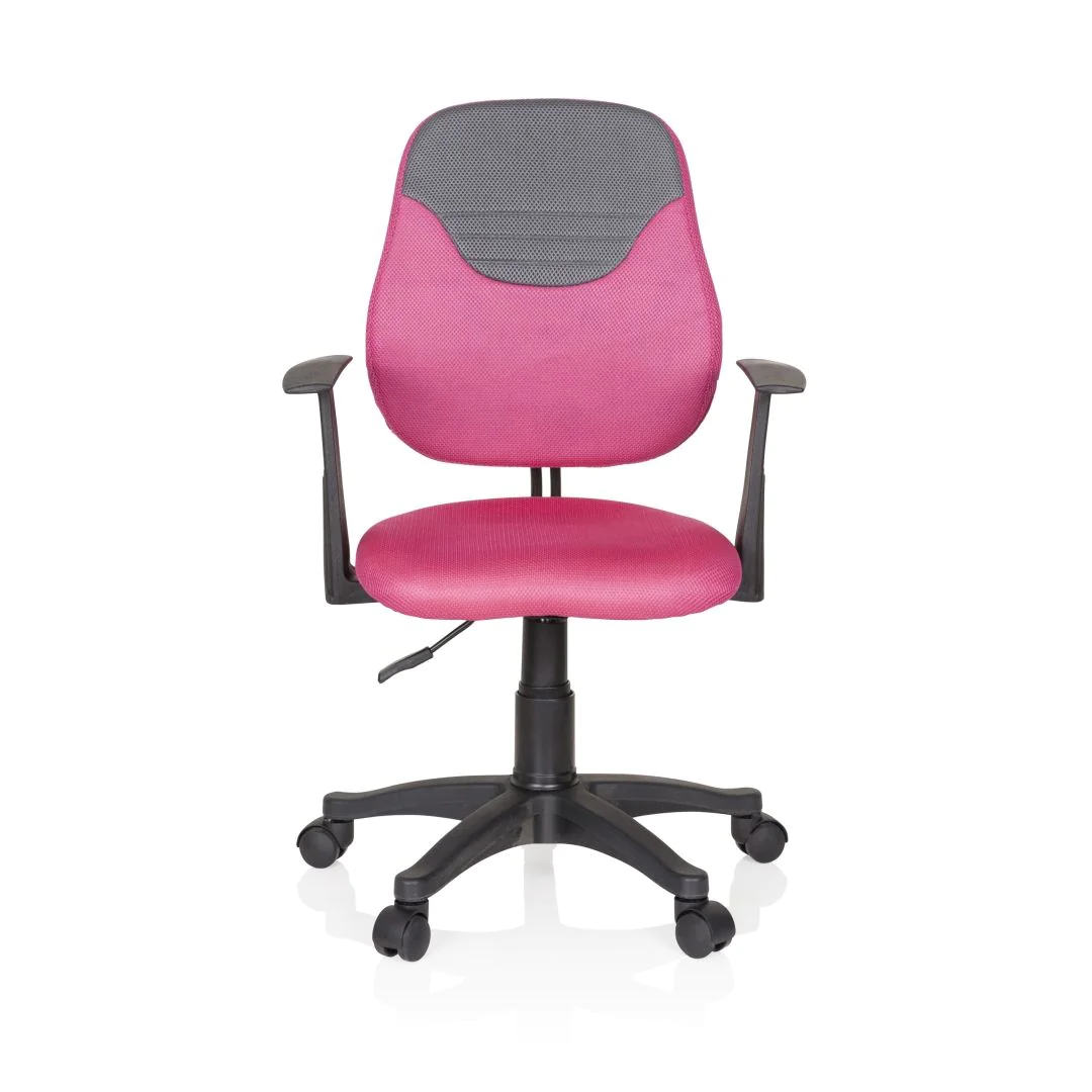 Kinder Bürostuhl Drehstuhl KIDDY STYLE Stoff pink/grau - HJH-670937