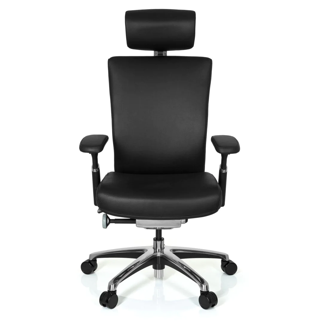 Bürostuhl NOVA Leder schwarz - HJH-657604