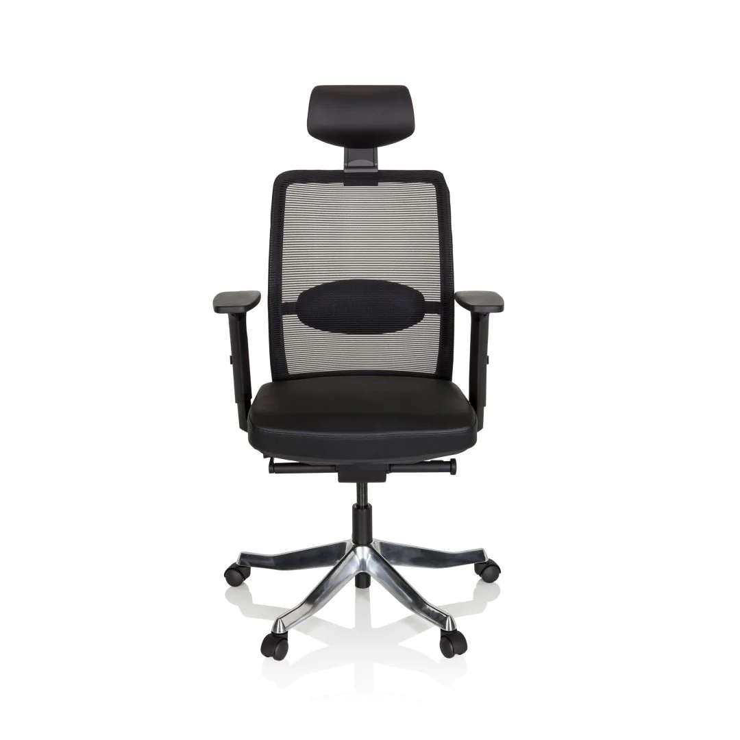 Bürostuhl Drehstuhl SENATOR PRO Netzstoff Leder schwarz - HJH-640520