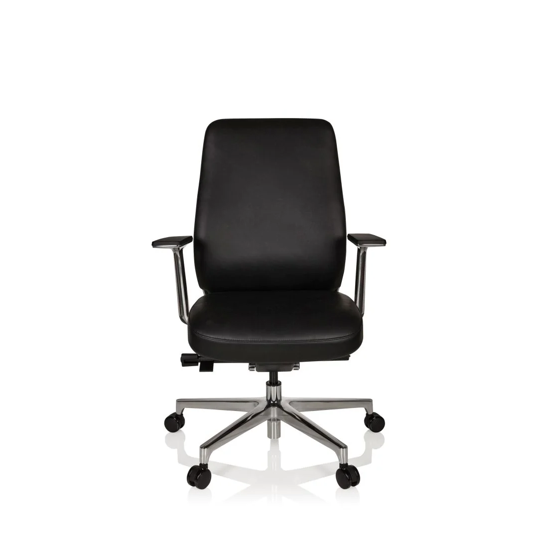 Bürostuhl Chefsessel VERMONT Leder schwarz - HJH-600982