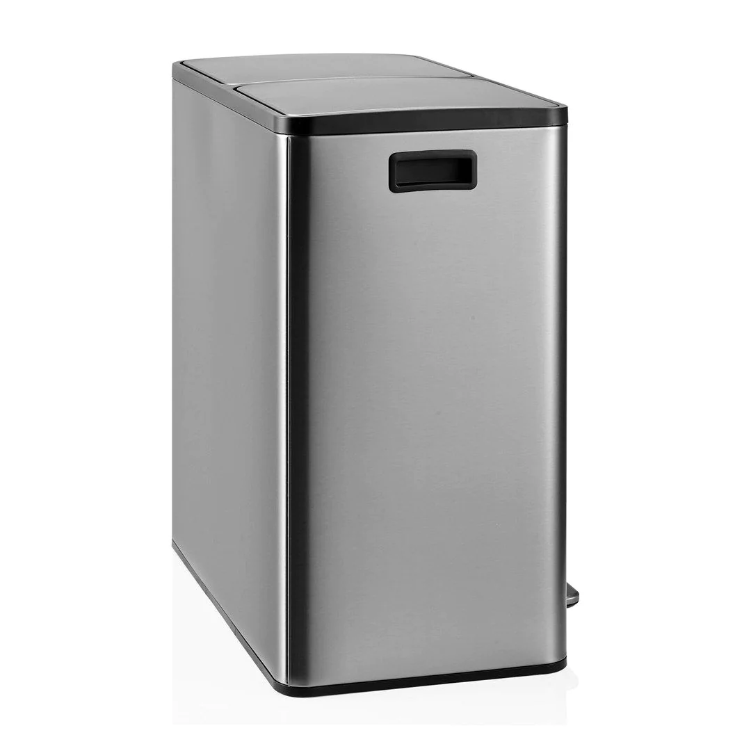Abfallsammler Mülltrennsystem Clean 13 S - 60L (2x30L) Edelstahl silber von HJH - Produktbild 4 von 7