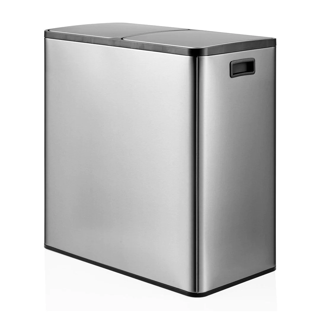 Abfallsammler Mülltrennsystem Clean 13 S - 60L (2x30L) Edelstahl silber von HJH - Produktbild 5 von 7