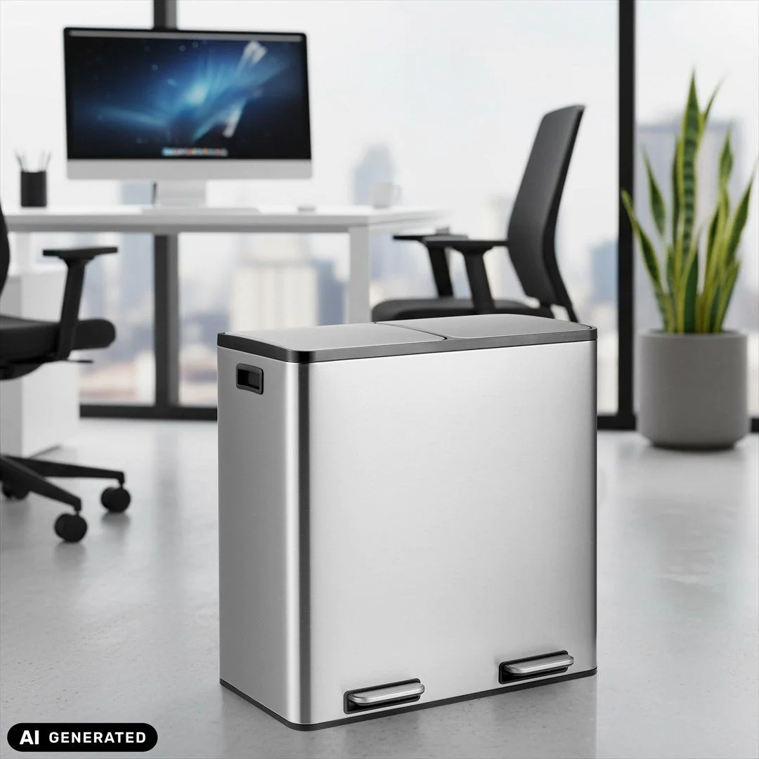Abfallsammler Mülltrennsystem Clean 13 S - 60L (2x30L) Edelstahl silber - HJH-741113