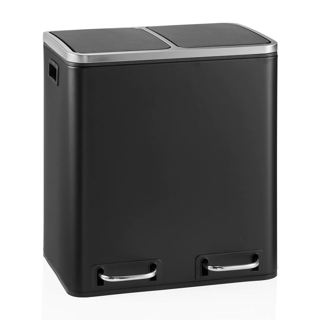 Abfallsammler Mülltrennsystem Clean 9 - 30L (2x15L) Stahl schwarz von HJH - Produktbild 1 von 8