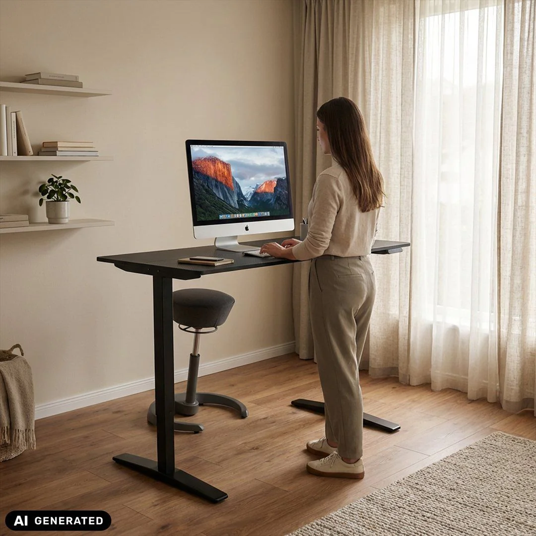 Schreibtisch STAND CARBON 120 x 60 elektrisch höhenverstellbar schwarz von HJH - Produktbild 5 von 7