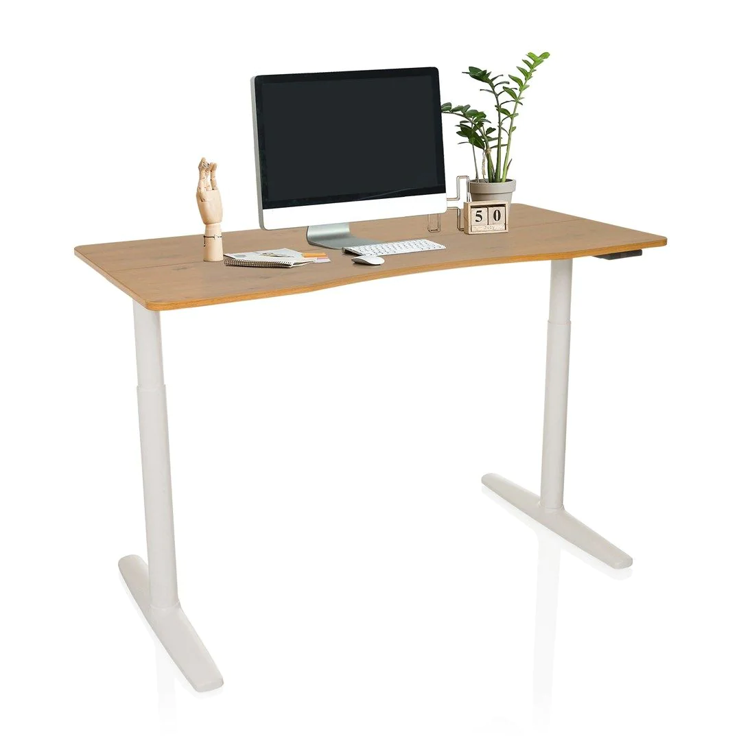Schreibtisch STAND PRO R 140 x 70 elektrisch höhenverstellbar eiche von HJH - Produktbild 2 von 7