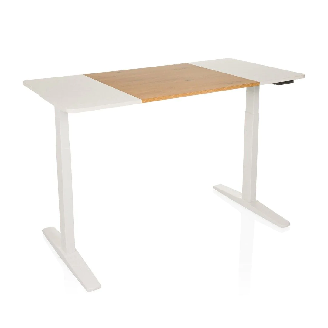 Schreibtisch STAND T3 140 x 70 elektrisch höhenverstellbar weiß eiche weiß von HJH - Produktbild 1 von 7