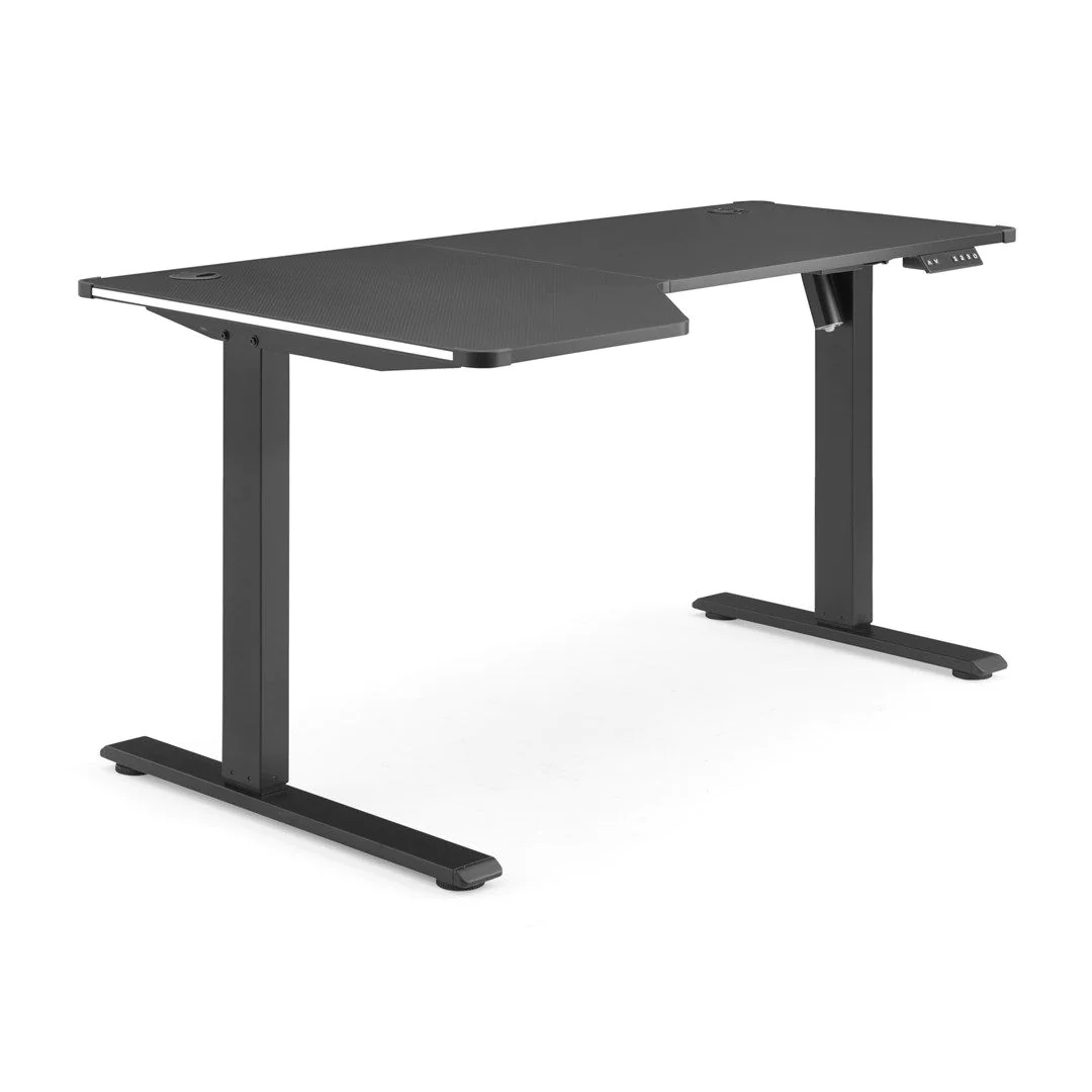 Schreibtisch Worktime Game 140 x 100 LED elektrisch höhenverstellbar schwarz von HJH - Produktbild 2 von 9