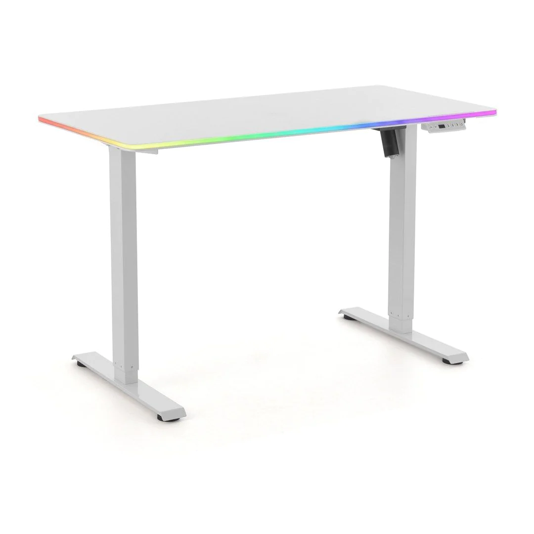 Schreibtisch Worktime LED 120 x 60 elektrisch höhenverstellbar weiß weiß von HJH - Produktbild 1 von 5