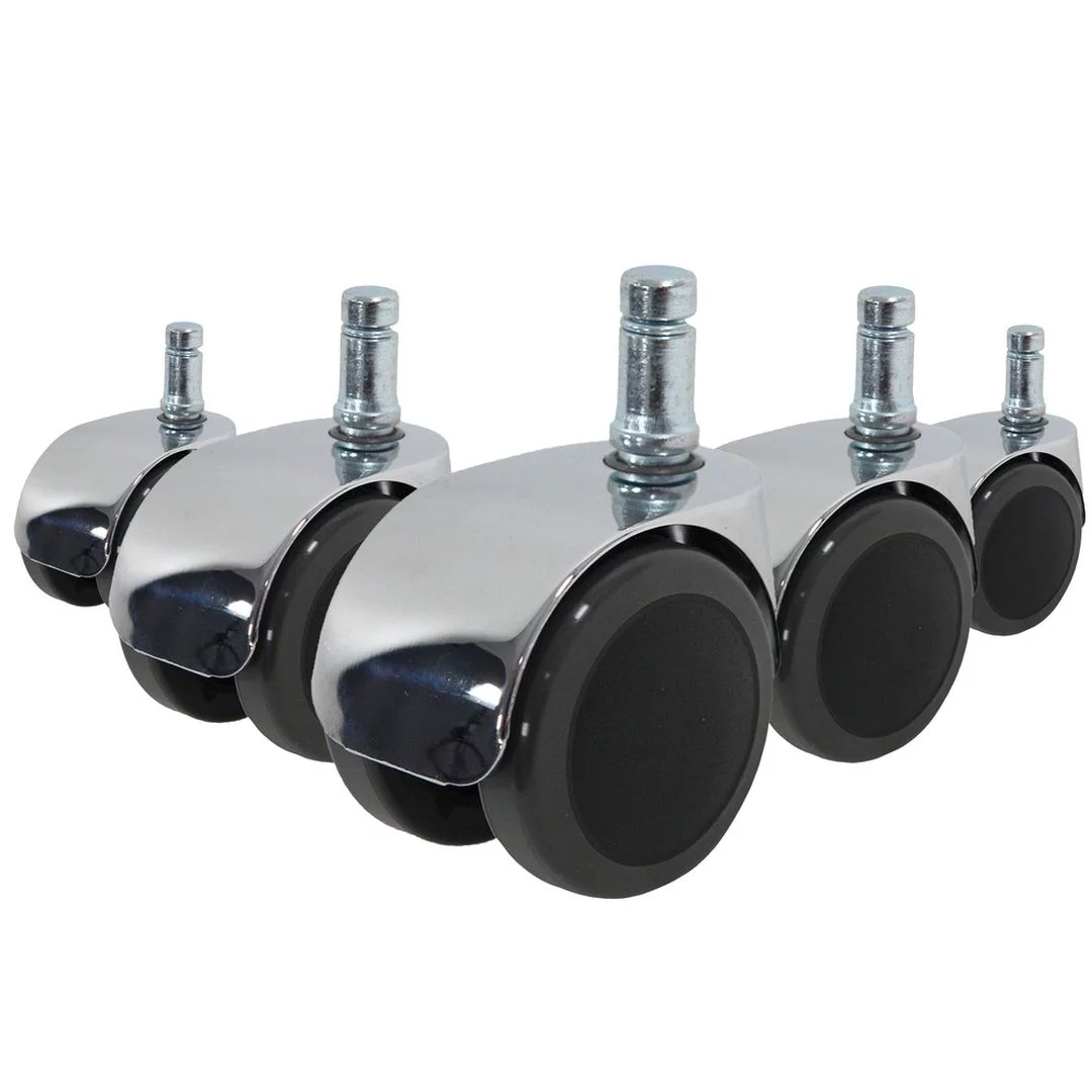 5x Design-Rollen ROLO LUX 10mm 50mm Büro-Stuhl-Rollen für Hartböden Chrom (5er Pack) von HJH - Produktbild 1 von 5