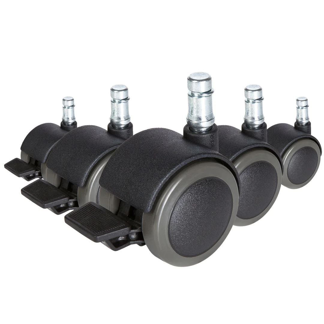 5x Hartbodenrollen mit Feststellbremse ROLO STOP 11mm 50mm (5er Pack) von HJH - Produktbild 1 von 6
