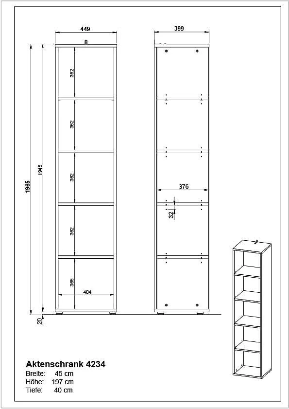 Büro-Set Lissabon 6 - Graphit/Navarra-Eiche von BME home - Produktbild 4 von 6