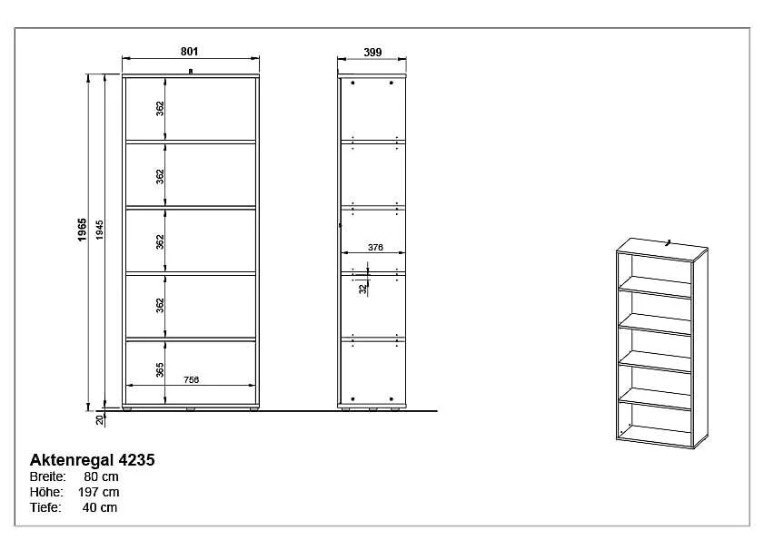 Büro-Set Lissabon 7 - Graphit/Navarra-Eiche von BME home - Produktbild 7 von 8