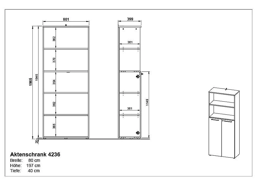 Büro-Set Lissabon 7 - Graphit/Navarra-Eiche von BME home - Produktbild 8 von 8