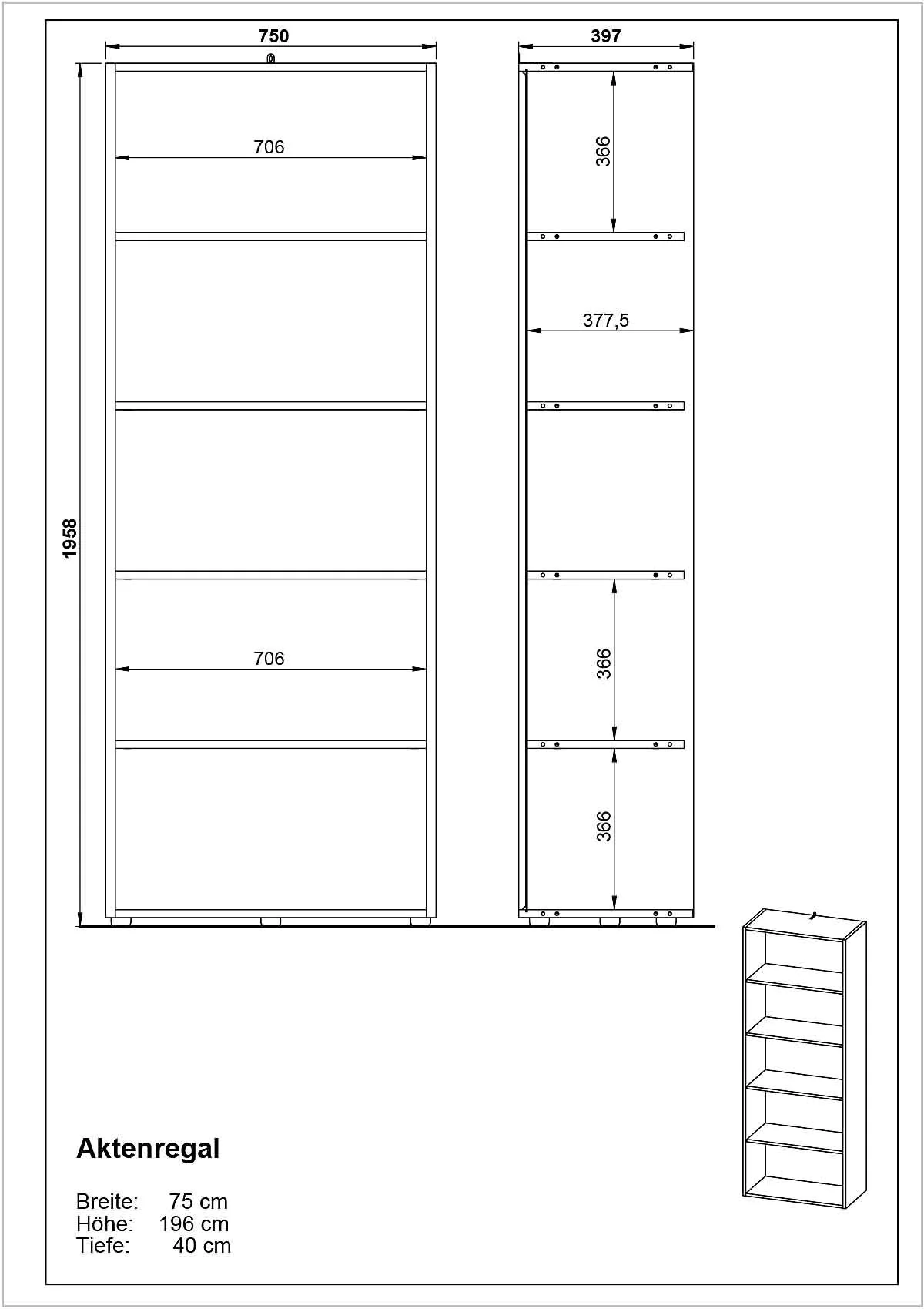 Regal 4261 Pasadena - Graphit/Weiß von BME home - Produktbild 4 von 5