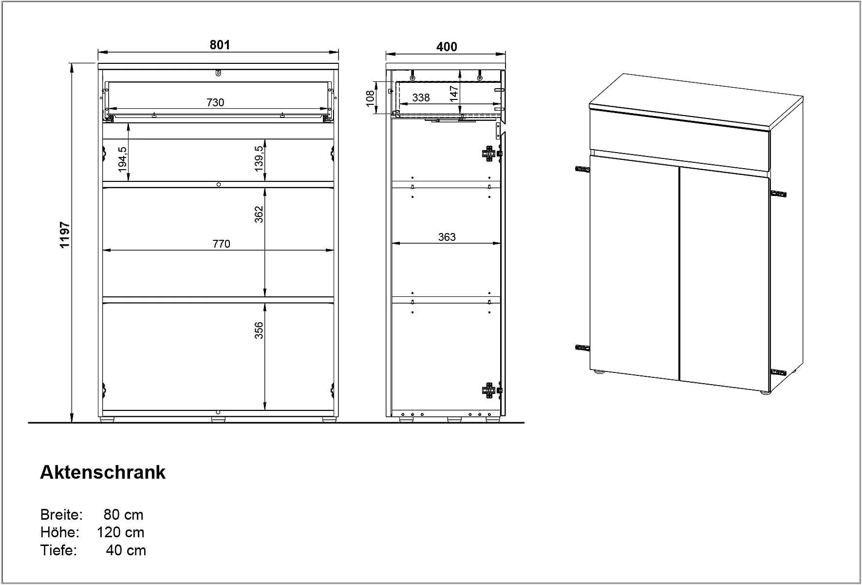 Kombischrank 4265 Lissabon - Graphit/Navarra-Eiche von BME home - Produktbild 5 von 6