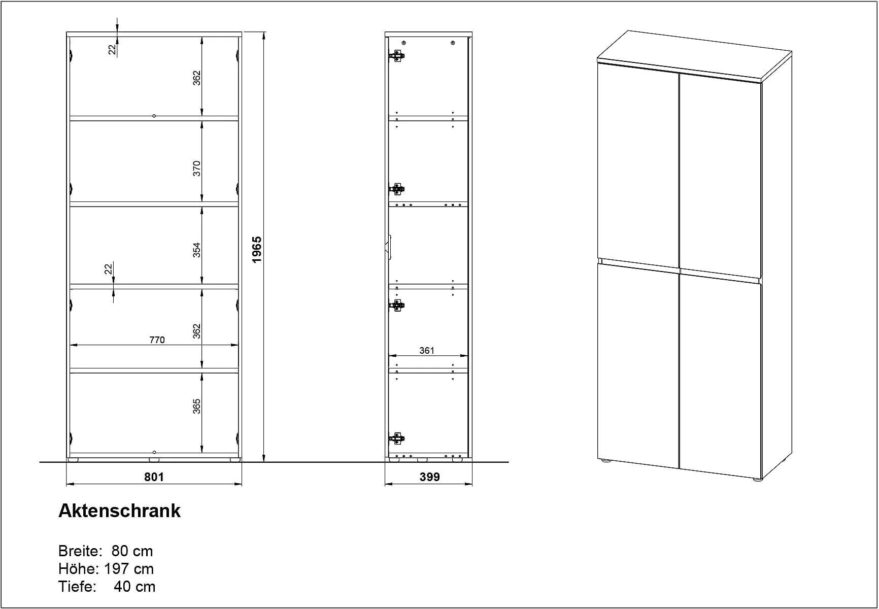 Büro-Set Lissabon 5 - Graphit/Navarra-Eiche von BME home - Produktbild 4 von 4