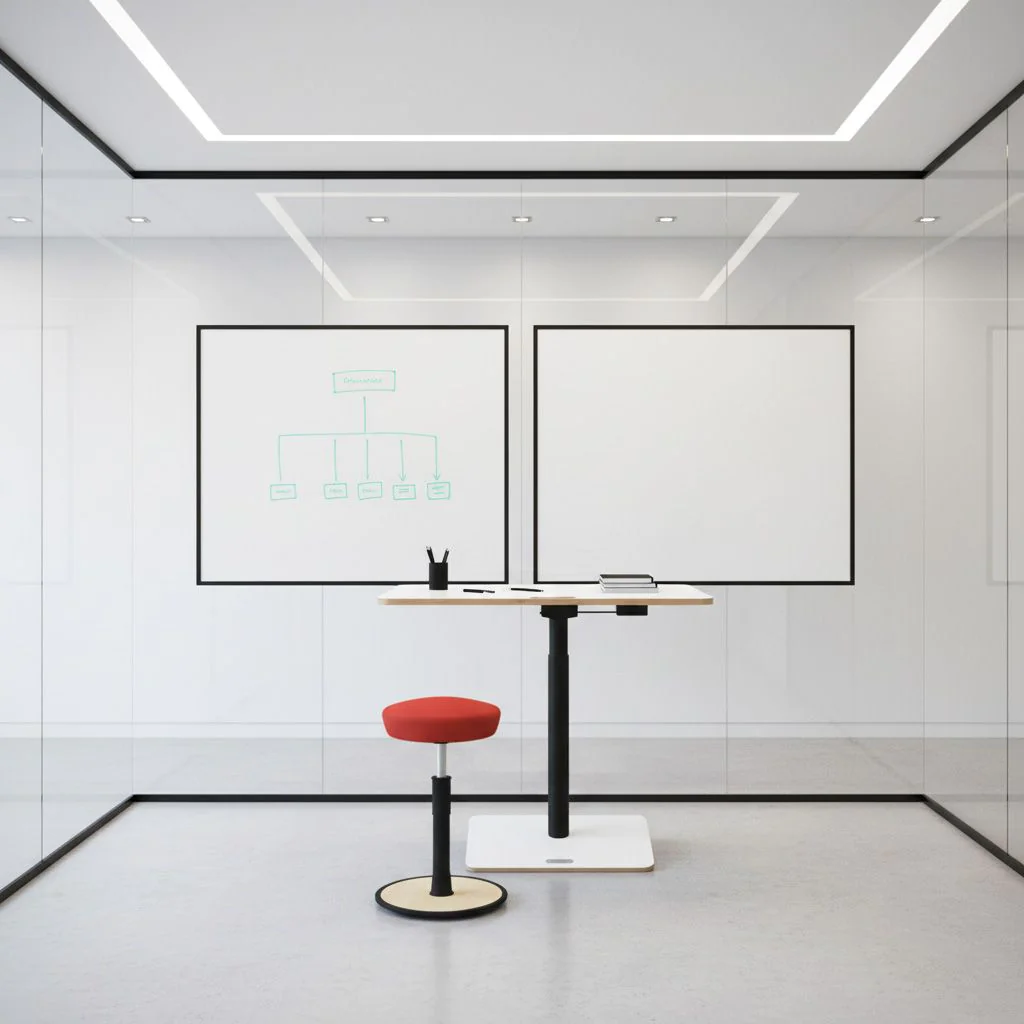 Home Office Set Steh-Sitz-Schreibtisch spark mit Hocker free von Ongo by Köhl - Produktbild 3 von 3