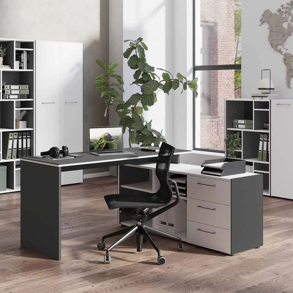 Eckschreibtisch 4188 Pasadena - Graphit/Weiß von BME home - Produktbild 6 von 6