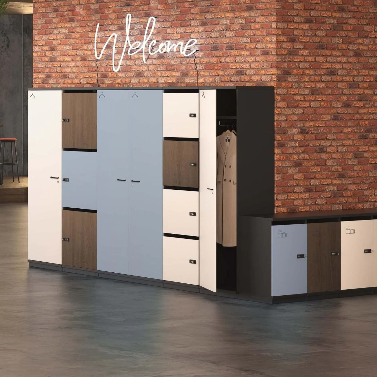 Garderobenschrank Puzlo Metallsockel 5 OH von Nowy Styl - Produktbild 1 von 3