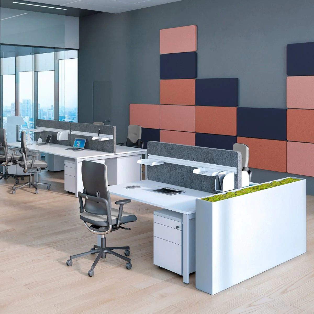 Schreibtisch SQart O-LEG mit Sichtschutz von Nowy Styl - Produktbild 3 von 5