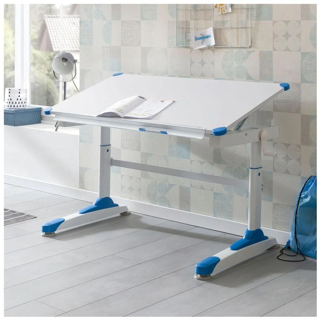 Kinderschreibtisch, 119 cm, stufenlos höhenverstellbar per Kurbel von Wohnling - Produktbild 2 von 8