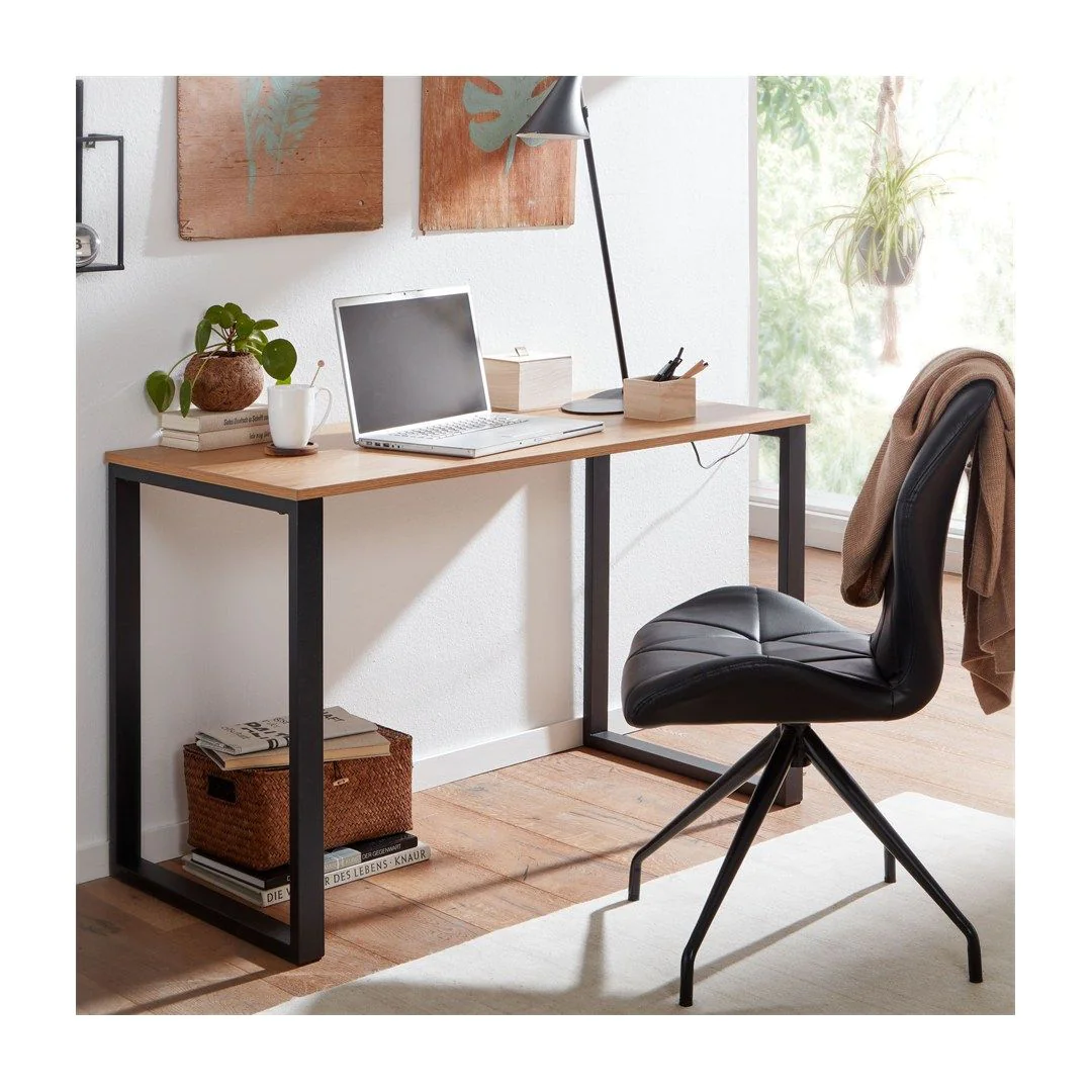 Schreibtisch 120 x 60 cm - Eiche-Dekor/Schwarz von Wohnling - Produktbild 2 von 6