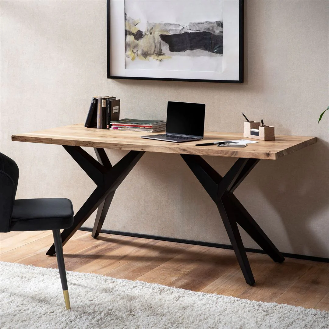 Schreibtisch Brooklyn Akazie Massivholz Loft-Style von Wohnling - Produktbild 2 von 6