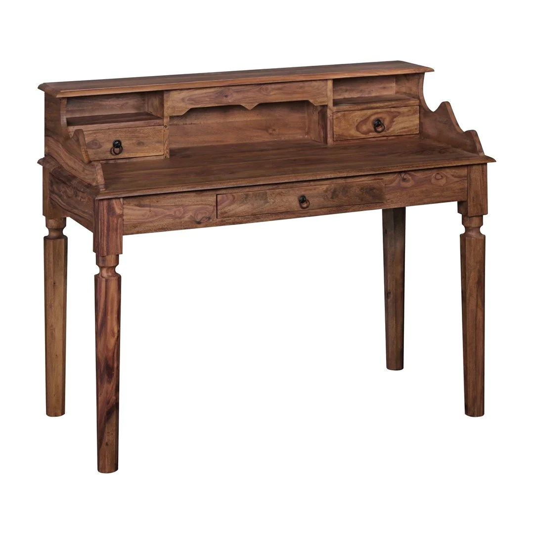 Schreibtisch Massivholz Sheesham Sekretär 115 x 60 cm - 3 Schubladen von Wohnling - Produktbild 1 von 6
