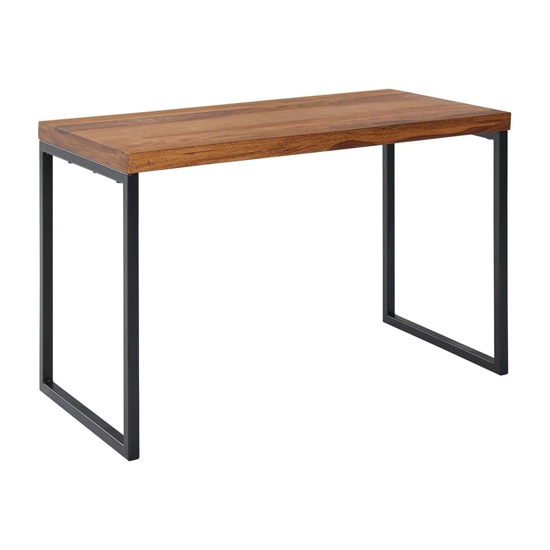 Schreibtisch Sheesham Massivholz / Metall 117 x 59 cm - Dunkel von Wohnling - Produktbild 1 von 5