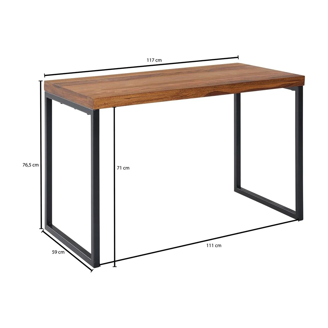 Schreibtisch Sheesham Massivholz / Metall 117 x 59 cm - Dunkel von Wohnling - Produktbild 5 von 5