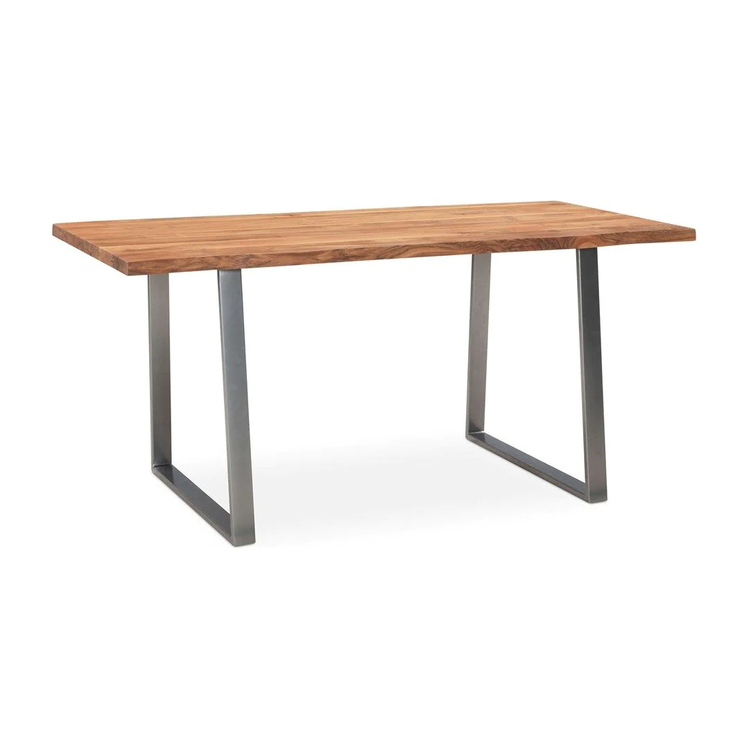 Schreibtisch Taiga Akazie Baumkante mit Trapezbeinen - Chrom von Wohnling - Produktbild 1 von 6
