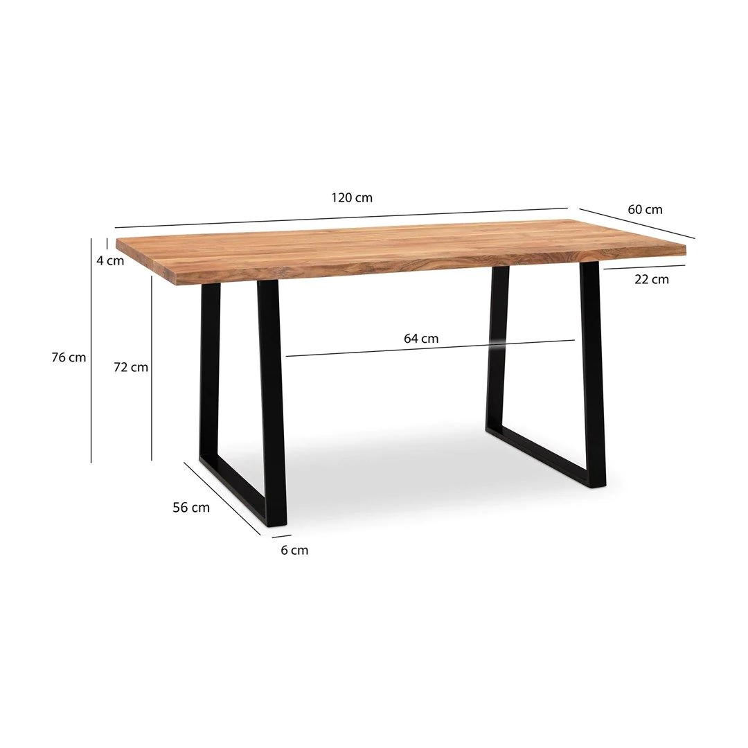 Schreibtisch Taiga Akazie Baumkante mit Trapezbeinen - Schwarz von Wohnling - Produktbild 5 von 5